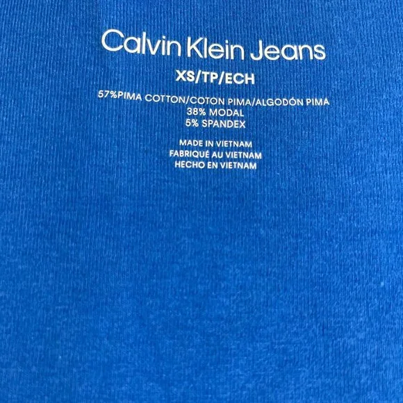 Calvin Klein Jeans Women's Cap-Sleeve V-Neck Bodysuit - Blue, Size XS, NWT - Picture 9 of 12